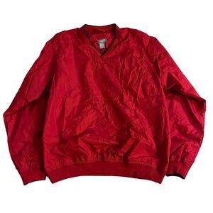 The red athletic oversized sweatshirt